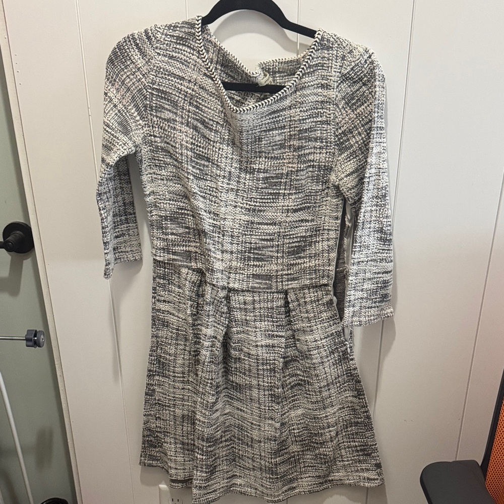 Elegant Black and White tweed Women's Dress